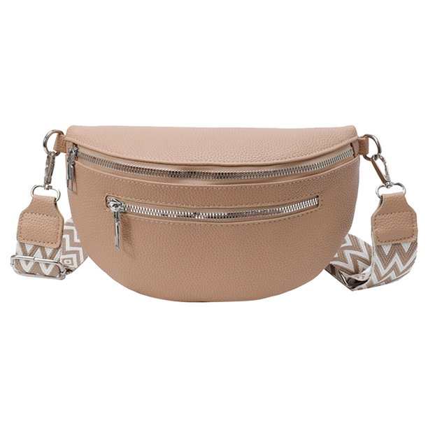 Riñonera Informal Retro para Mujer Bolso Al Aire Libre Con Múltiples Bolsillos Cuero PU (caqui)