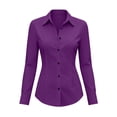 thumbnail image 6 of AnuYalue Button Down Shirt for Women Long Sleeve Dress Shirts Wrinkle Free Collared Work Office Solid Blouses, 6 of 7