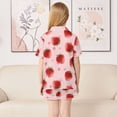 thumbnail image 4 of Silky Satin Kids' Pajama Set Breathable & Smooth Unisex Button-Down Pajamas Strawberry and Pink Polka XX-Large, 4 of 8
