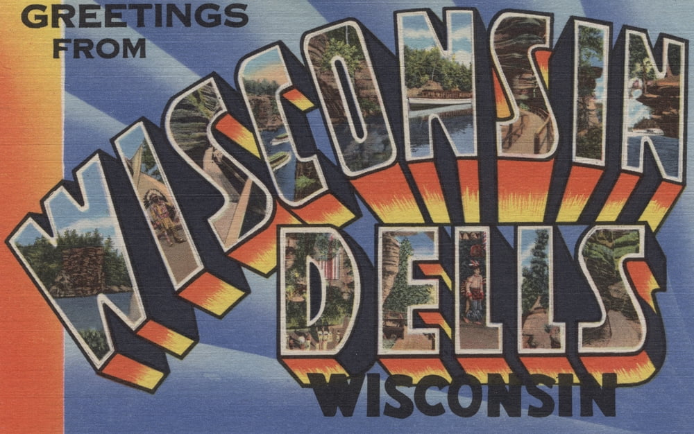 Wisconsin Dells, Wisconsin, Large Letter Scenes (12x18 Wall Art Poster