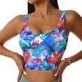 thumbnail image 2 of Uemuo Bright Flowers Pattern Women's Sports Bra - High Impact Support, Breathable, and Comfortable Athletic Bra for Running, Yoga, and Workouts, 2 of 9
