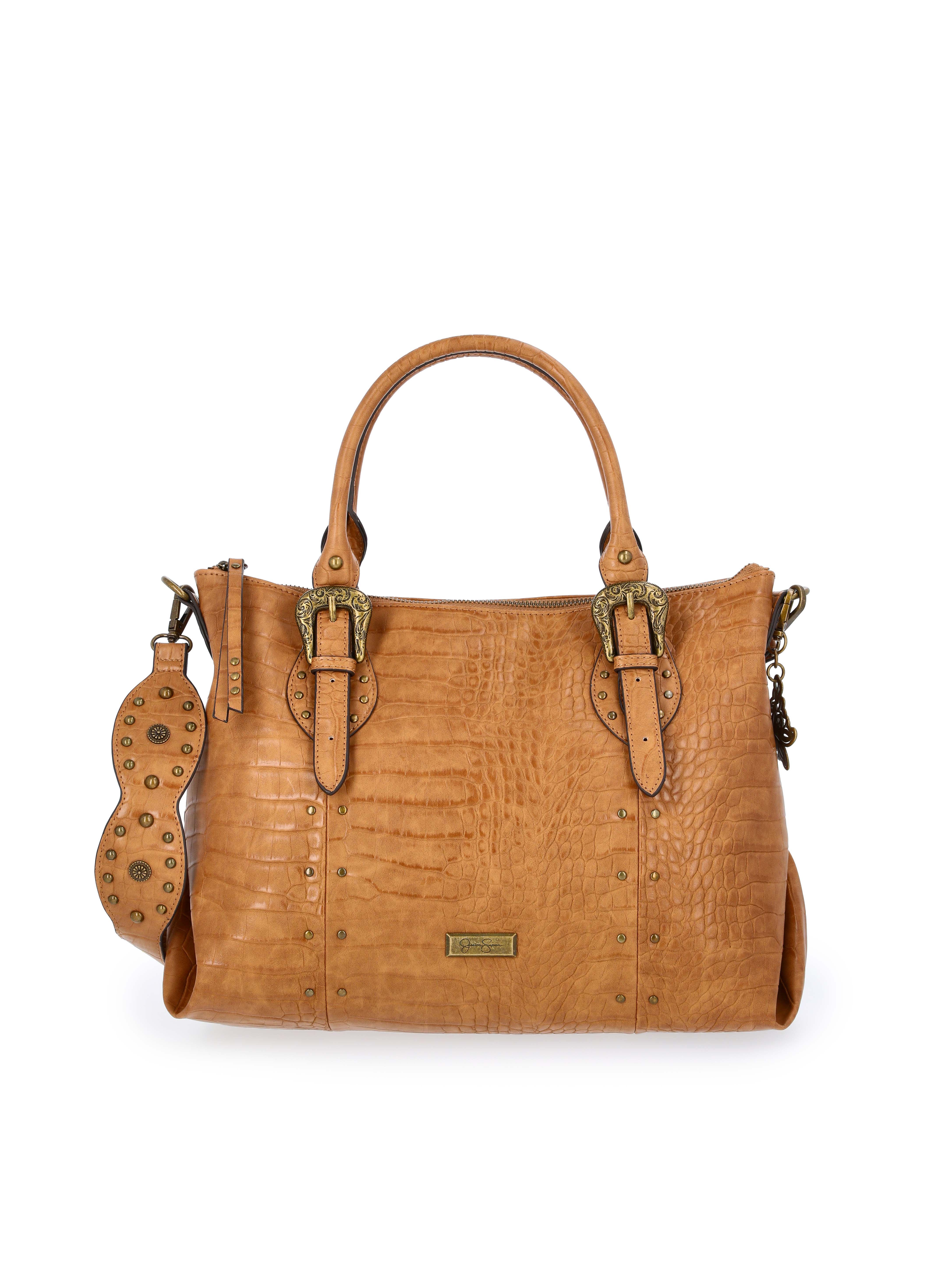 Jessica Simpson Women's Daphne Studded Satchel Handbag, Wheat