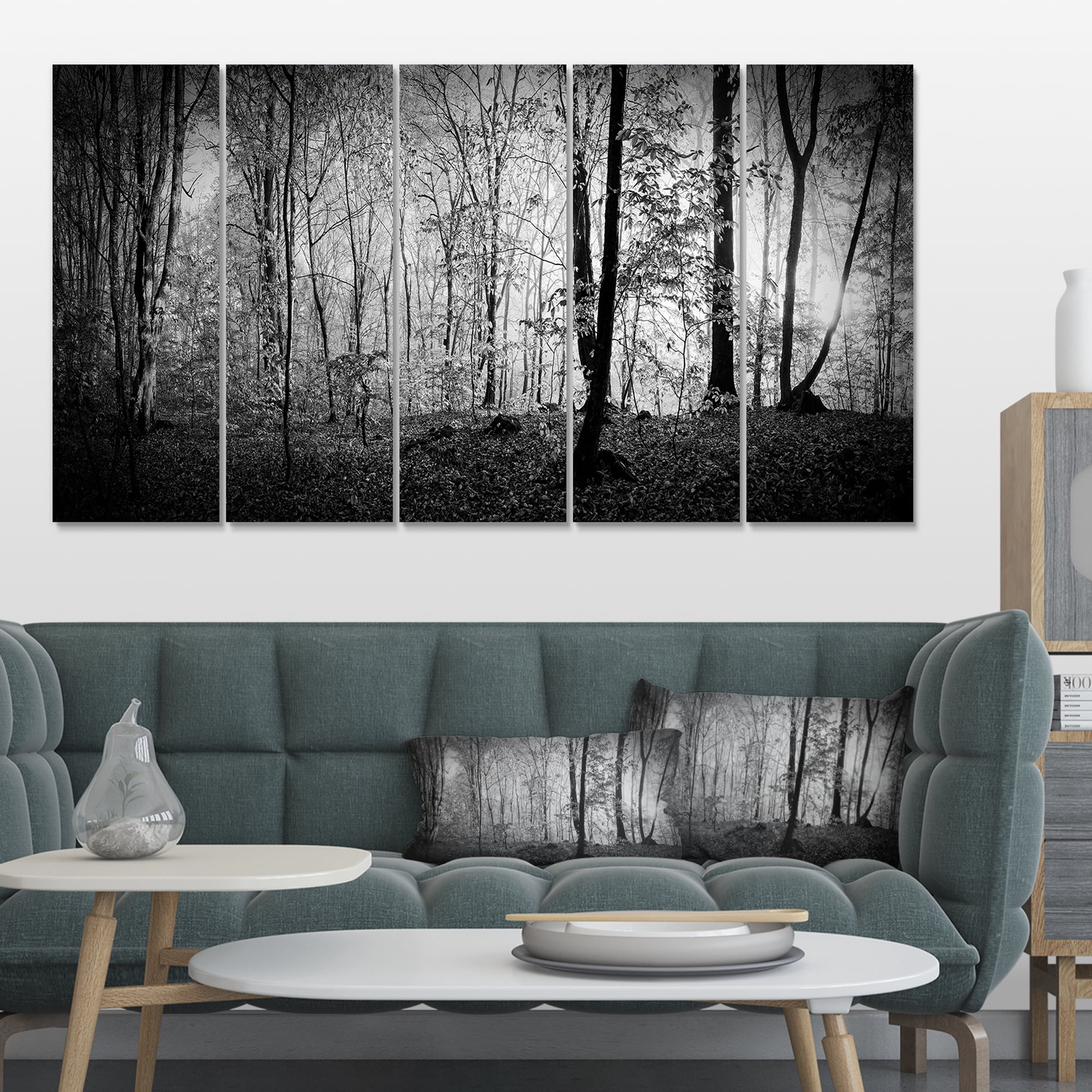 Designart 'Beautiful Forest Morning Panorama ' Landscape Canvas Art Print