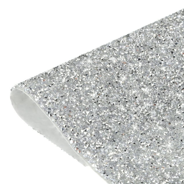 Unique Bargains Bling Strass Feuille Autocollant 9.44 x 7.87 Pouces Argent Blanc