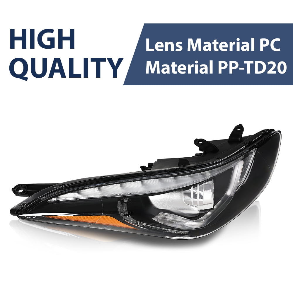PIT66 Headlights Fit for 2014-2016 Hyundai Elantra DRL LED Projector Clear Lens Passenger