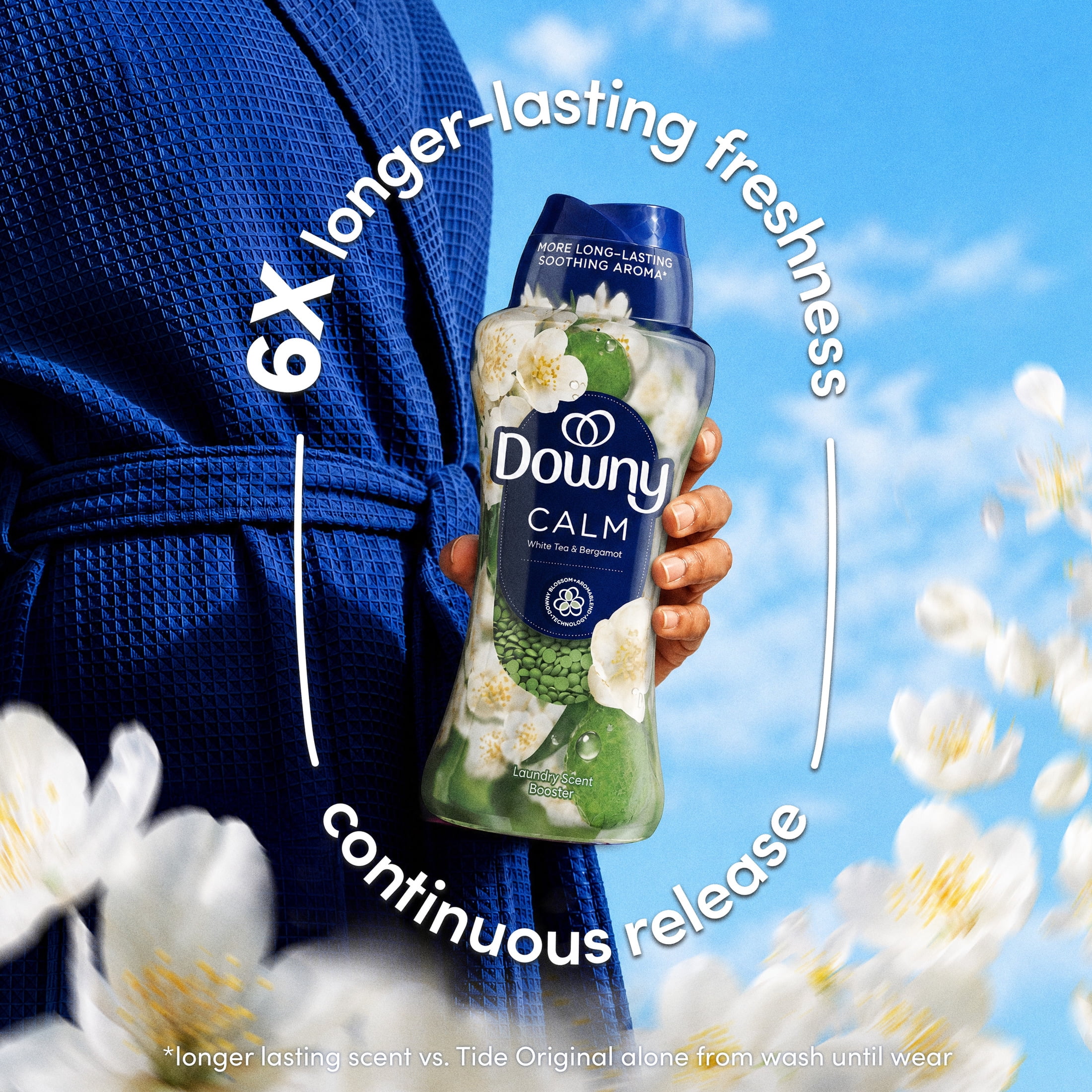 Downy Calm In-Wash Laundry Scent Booster Beads, Soothing White Tea and Bergamot scent, 30.1 oz