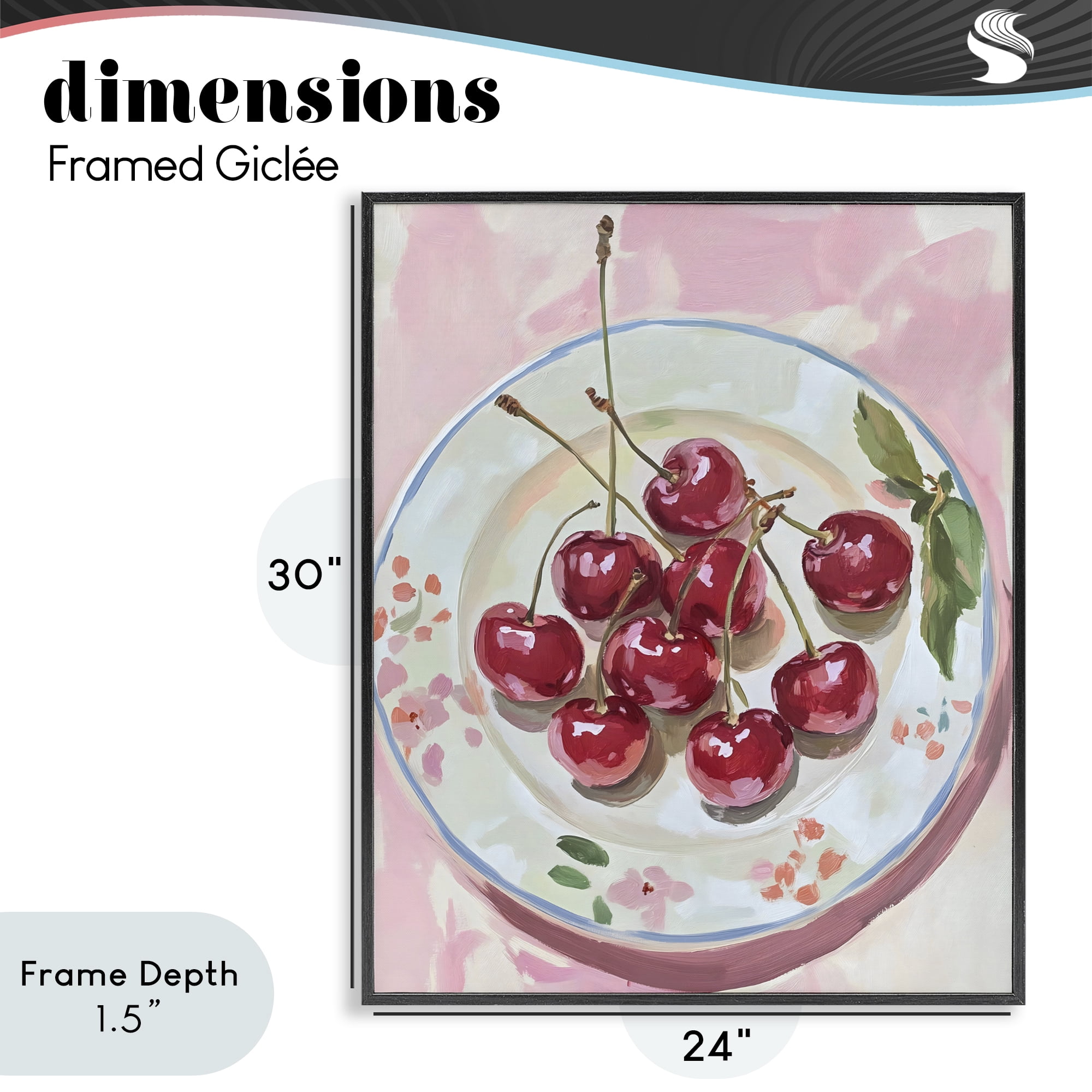 Stupell Industries Plate of Summer Cherries Black Framed Giclee Art, design by The Prints Vibe