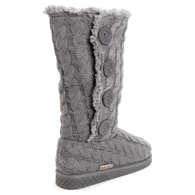 Muk Luks Women s Lilyana Faux Fur Lined Side Button Knit Boots Walmart