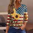 thumbnail image 2 of 250th Anniversary USA Shirts Women 3/4 Sleeve T-Shirts Casual Red White and Blue Print Pullover 4th of July Celebration Party Tops Independence Day Patriotic V Neck Blouses Yellow M, 2 of 5