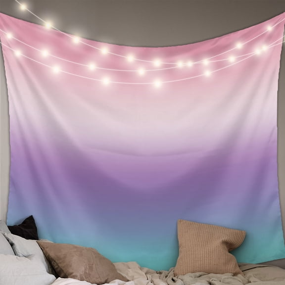 Pink Purple Teal Ombre Cream Tapestry for Bedroom Wall Hanging Tapestry, Modern Abstract Art Aesthetics Ceiling Backdrop Tapestries Poster Blanket Wall Decor for Teens Room Living Room Dorm 59" x 79"