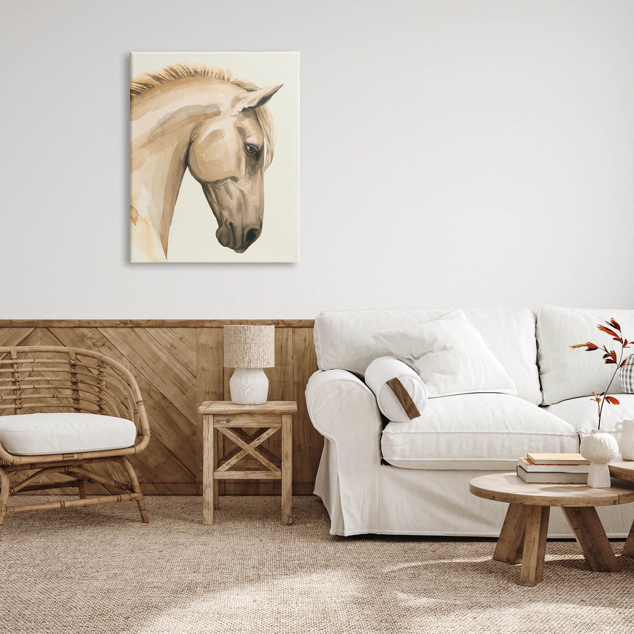 Stupell Industries Horse Portrait Farm Animal Graphic Art Gallery Wrapped Canvas Print Wall Art, Design by Grace Popp