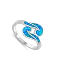 thumbnail image 4 of CHOOSE YOUR COLOR Blue Simulated Opal Wave Knot Eye Loop Ring .925 Sterling Silver Band CZ Female Size 5, 4 of 4
