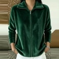thumbnail image 6 of Velour Full Zip-Up Jackets For Women Full Vintage Stand Collar Long Sleeve Workout Casual Coats, Size S-XXL, 6 of 6
