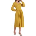 thumbnail image 4 of Vestido de suéter A-Line para mujer INSPIRE CHIC 2025 con cuello en V, de manga larga, tejido acanalado, talla S, color amarillo oscuro, 4 of 5