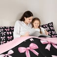 thumbnail image 5 of Feelyou Teen Fashion Ribbon Twin Comforter Sets, Black Pink Bowknot Bedding Set, 2 Pieces, 5 of 8