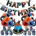 thumbnail image 1 of Set de decoraciones para fiesta temática de Godzilla, pancarta de dinosaurio para fiesta, adorno para tarta, 15 globos, suministros para fiesta de cumpleaños, 1 of 4