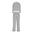 thumbnail image 4 of ABATAB Fall Outfits for Women Travel Long Sleeve V Neck with Pant Lapel Tracksuit Loungewear Casual Knit Striped Sweatsuit Sets, 4 of 6