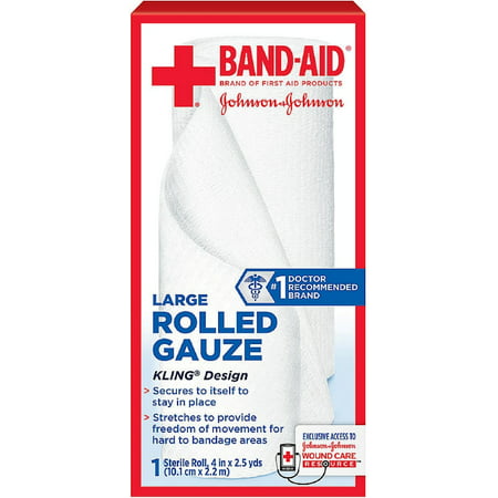 UPC 191565016558 product image for BAND-AID First Aid Rolled Gauze Sterile Roll, Large 1 ea (Pack of 2) | upcitemdb.com