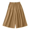 thumbnail image 3 of Endives Women's Shorts Solid Color Loose Summer Bermuda Short Knee Length Elastic Waist Beach Lounge Workout Casual Long Short Wide Leg Shorts, 3 of 6
