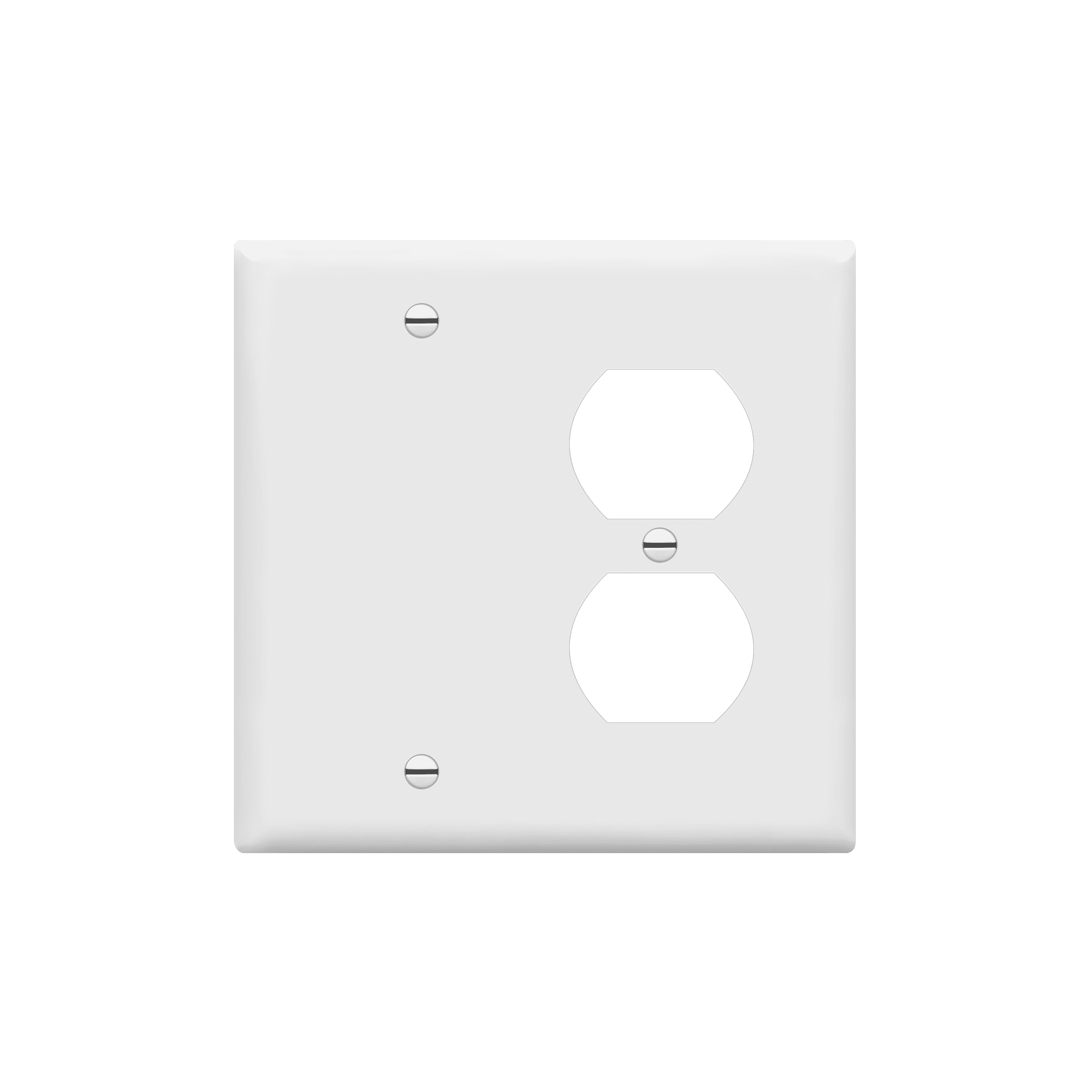 ENERLITES Combination Blank Device/Duplex Receptacle Outlet Wall Plate Cover, Standard Size 2-Gang, Polycarbonate Thermoplastic, UL Listed, 880121-W, White