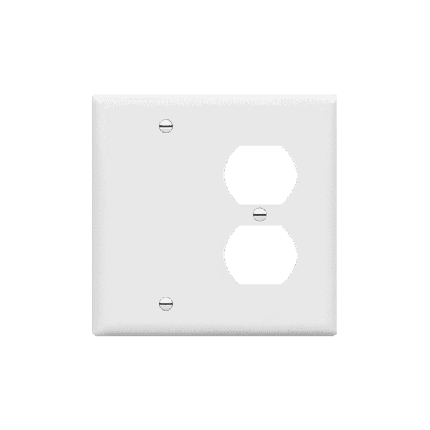 ENERLITES Combination Blank Device/Duplex Receptacle Outlet Wall Plate Cover, Standard Size 2