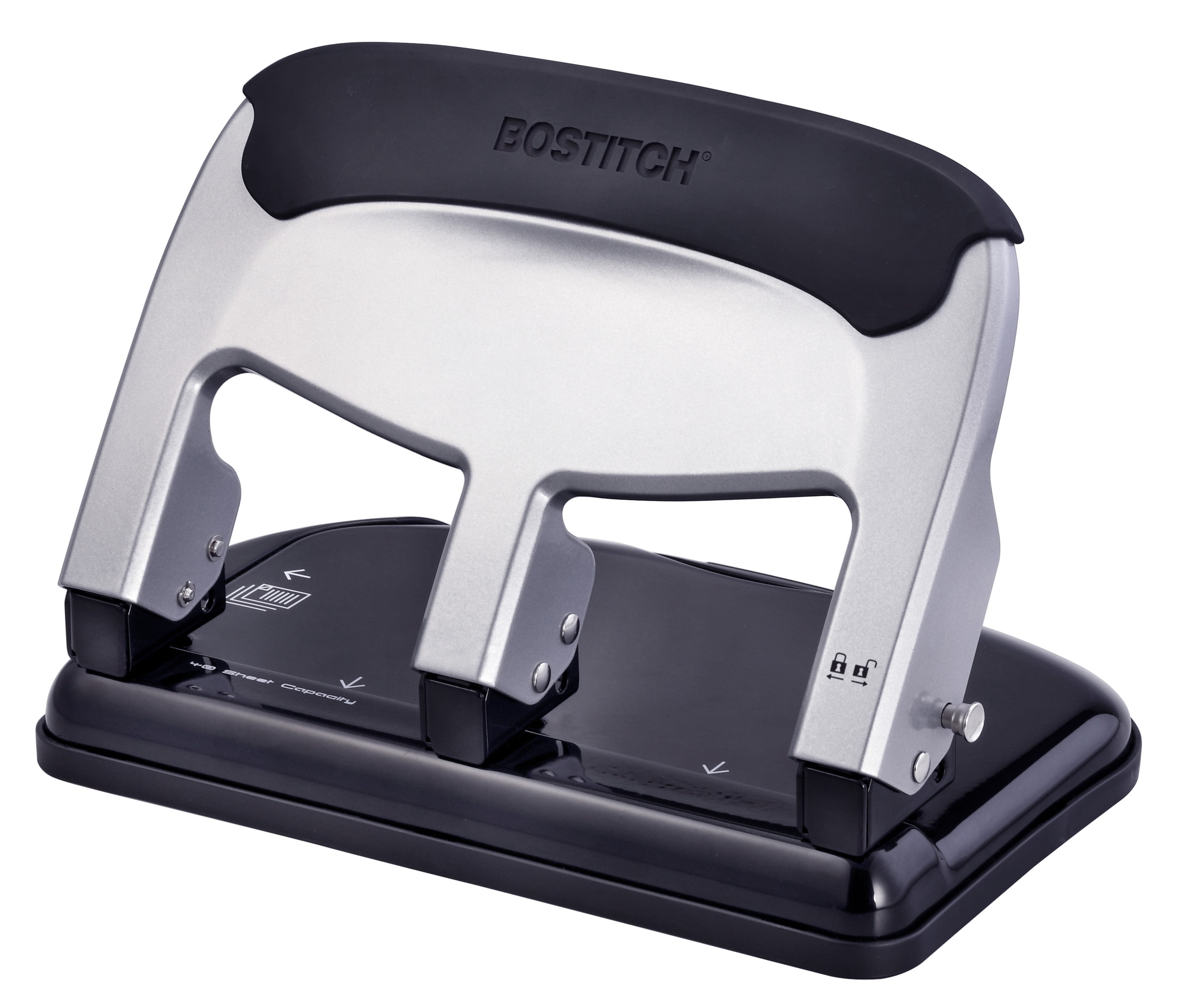Bostitch Office EZ Squeeze Heavy Duty 3 Hole Punch, 40-Sheet Capacity, Use  Less Force, Perfect for Home Office School Supplies, Sleek Design, Silver -  Walmart.com