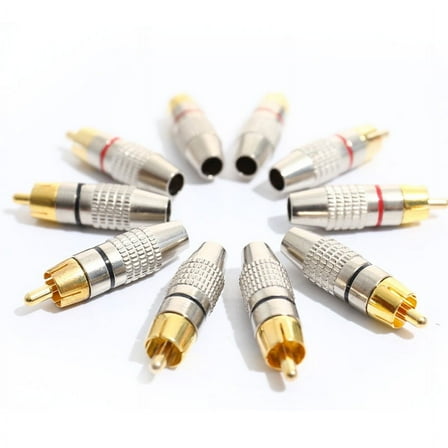 10 pcs RCA Plug Audio Video Locking Cable Male Connector Gold Plated