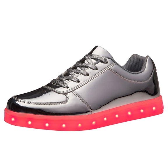 Xijirk Boys Shoes,Kids Light Up Shoes Unisex High Top Sneakers with USB Rechargeable Flashing LEDs Glowing Athletic Shoes for Play Parties and Outdoor Activities,Toddler Shoes,Silver,7-8 Years