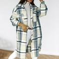 thumbnail image 4 of Homenesgenics Jackets for Women Plus Size Womens Plaid Long Wool Coat Shacket Jackets Long Sleeve Casual Boyfriend Flannel Shirts, 4 of 5