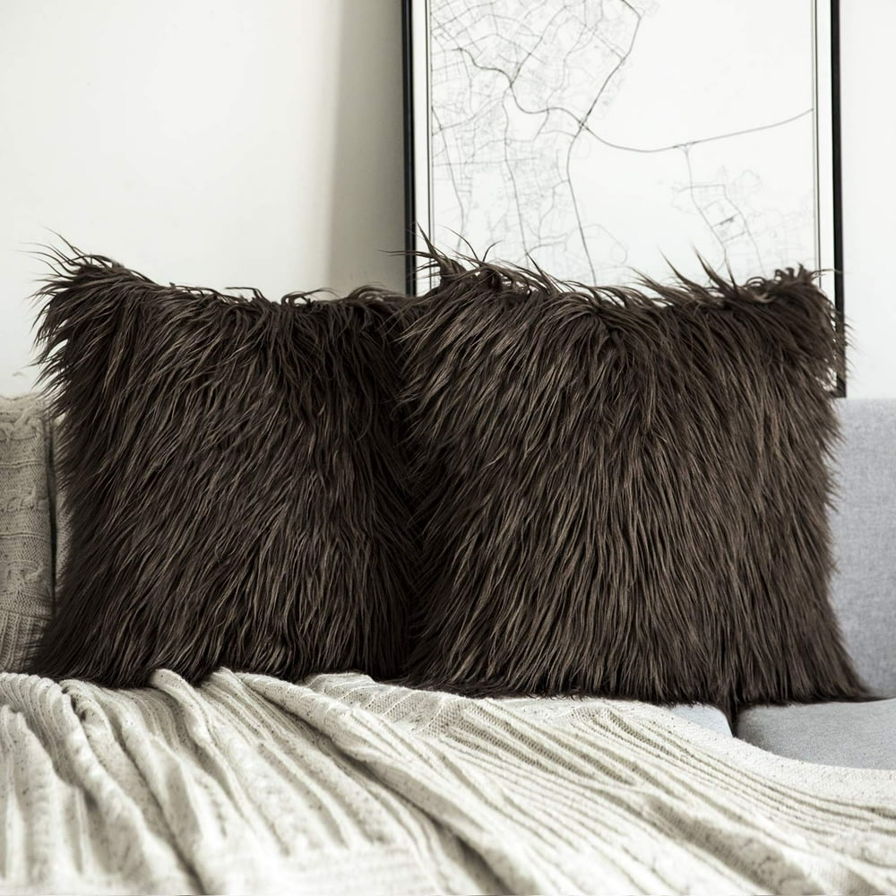 Phantoscope Merino Style Faux Fur Series Decorative Throw Pillow, 18" x