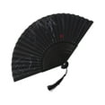 thumbnail image 2 of LSLXA Handheld Floral Folding Fans Hand Held Silk Bamboo Fans with Tassel Women Hollowed Hand Foldable Fan for Dancing Wedding Decoration, 2 of 7