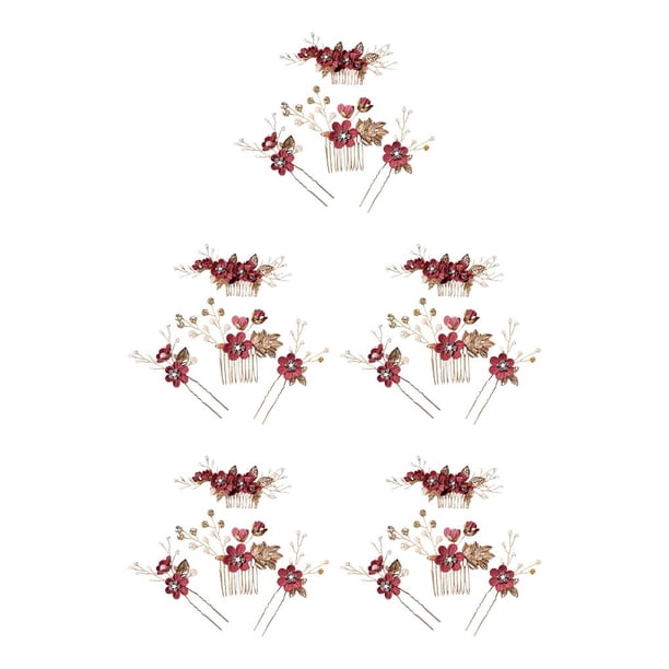 Sonducket 4 Uds. De peinetas de flores para boda, adornos para el pelo, tocado de novia con estilo, adorno, accesorio de joyería Type2 NO2