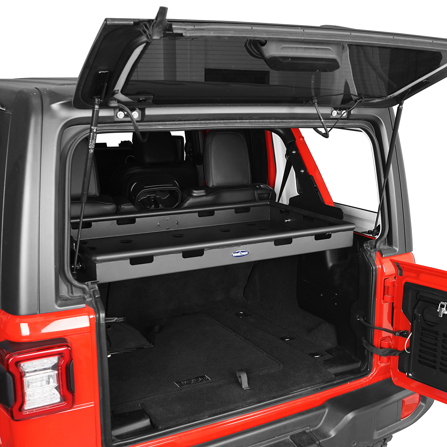 Hooke Road Rear Interior Cargo Rack Basket For Jeep Wrangler JK JL 4Dr (2007-2025) – Black Steel