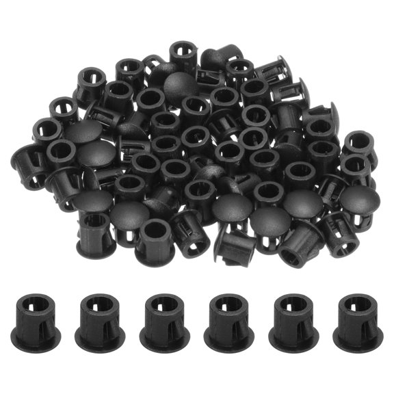 100pcs Nylon Plastic Hole Plugs, 1/5"(6mm) Round Drill Screw Hole Plugs Covers for Kitchen Cabinet Furniture Black