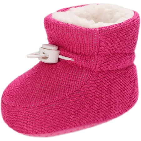 

QWZNDZGR Baby Boy Girl House Slippers Fluffy Sock Booties Cotton Lining Snow Shoes with Animal Printed Snow Shoes with Cute Bow