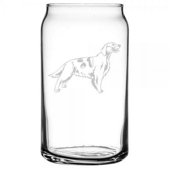Irish Red and White Setter Dog Themed Etched All Purpose 16oz Libbey Can Glass