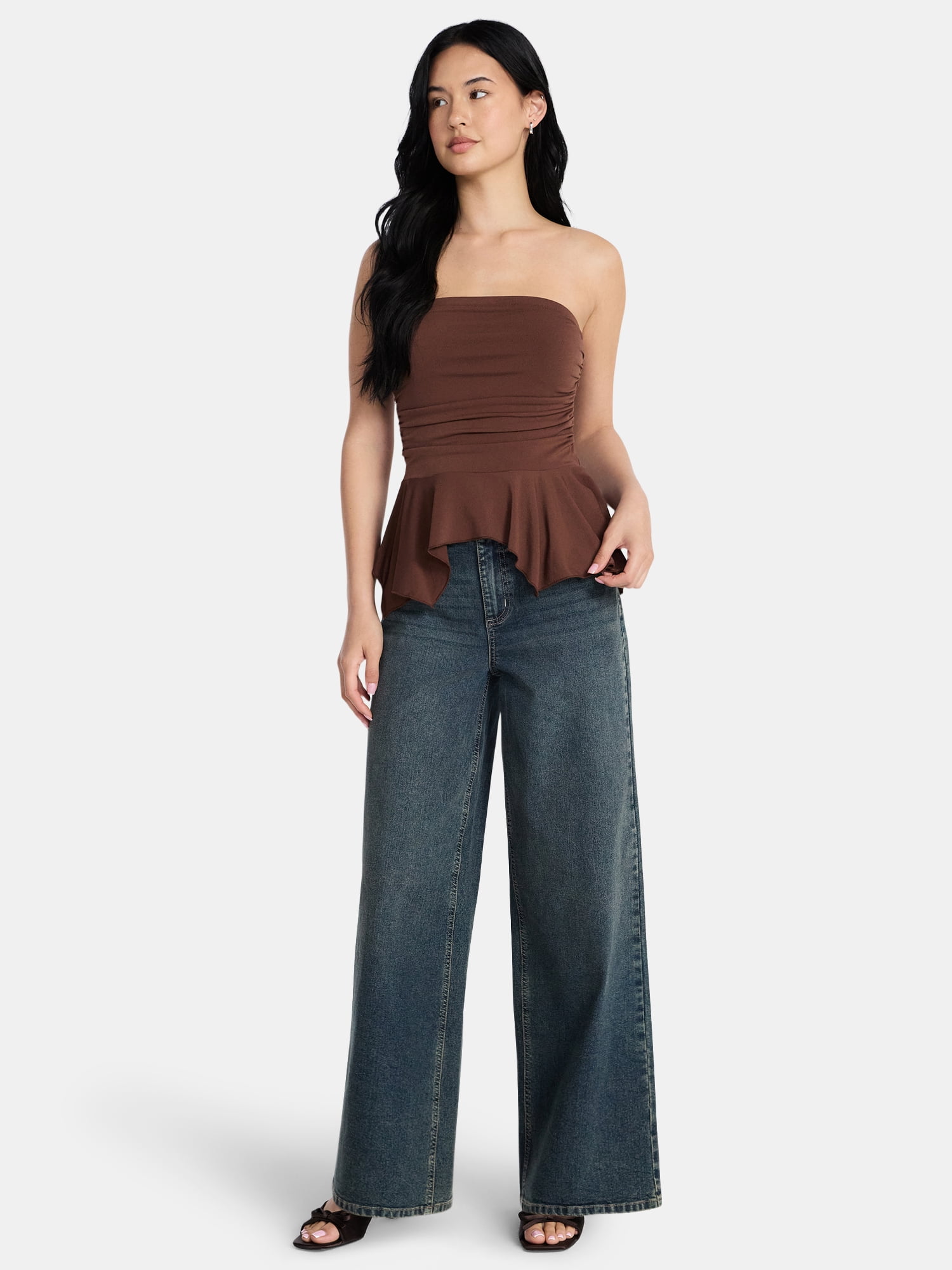 Madden NYC Women’s Peplum Tube Top, Sizes XXS-XXL