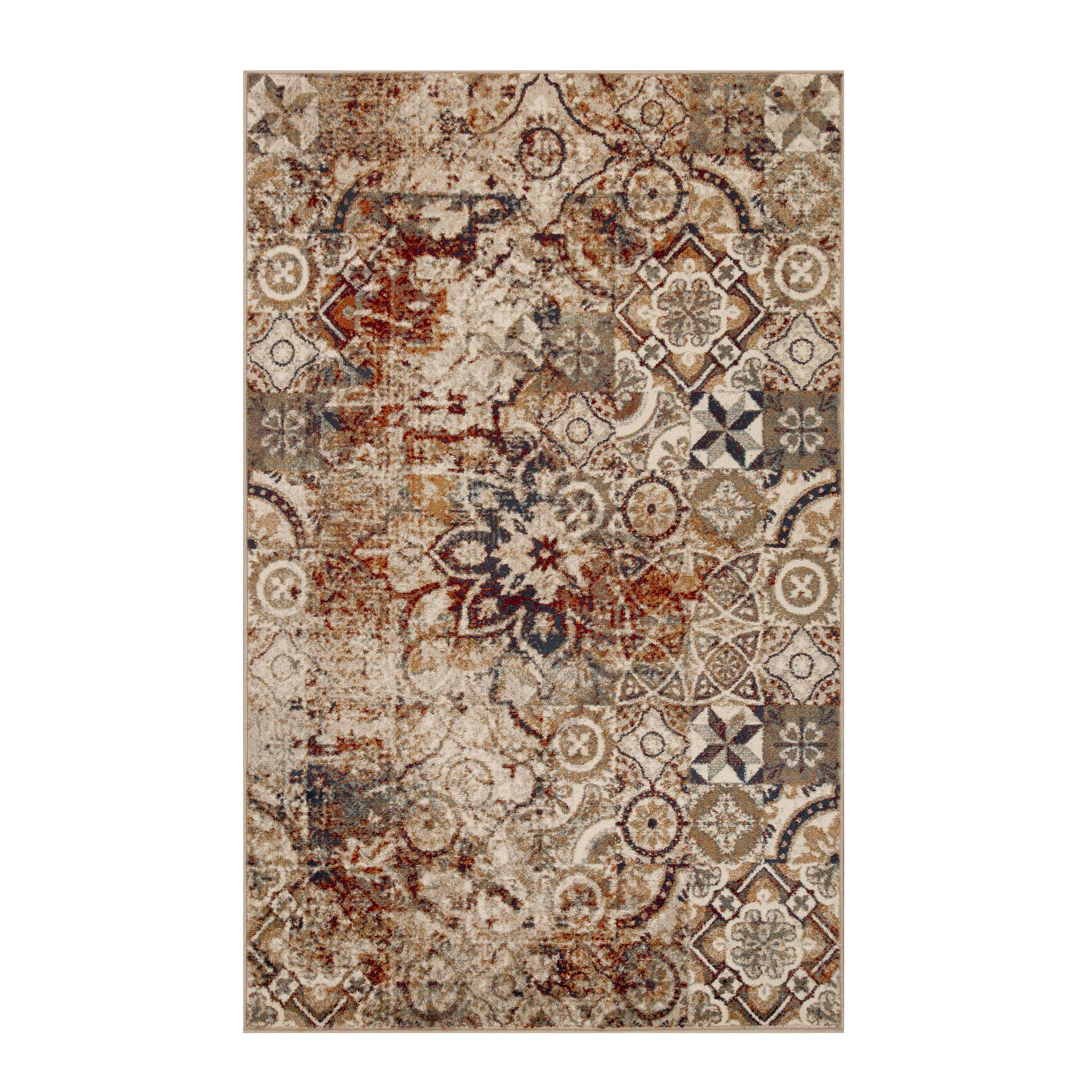 Superior Rangoli 5' x 8' Area Rug, Indoor Rugs for Living Room Bedroom, Maroon