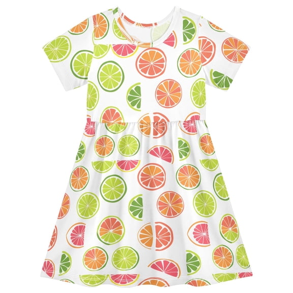 joogoo Lemon Summer Style Girls' Short Sleeve Dress Kids Dresses 5-6T