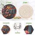 thumbnail image 4 of Haosy Set of 6 Drink Woven Coaster with Holder Heat Resistant Non-Slip Bar Coasters 4 Inches Love Made Of Colorful Flowers, 4 of 7