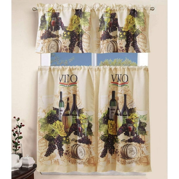 Sapphire Home 3 Piece Kitchen Curtain Linen Set With 2 Tiers 27 W Total Width 54