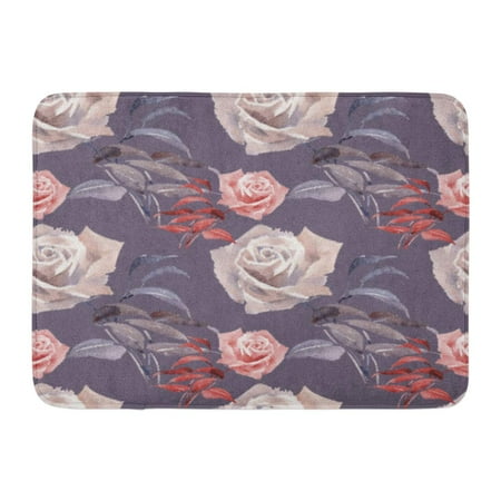 Red Floor Broom GODPOK Pink Beauty Colorful Abstract Watercolor with Rose Flower on Purple Green Beautiful Red Bloom Rug Doormat Bath Mat 23.6x15.7 inch ()