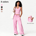 thumbnail image 3 of Women’s Two Piece Outfits, Halter Tank Top with Drawstring Wide Leg Lounge Pants, 3 of 10