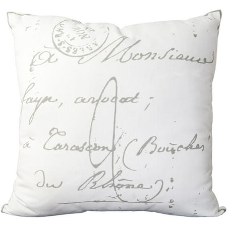 18" Calligraphy White and Ash Gray Decorative Throw Pillow Down Filler