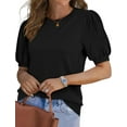 thumbnail image 3 of Ronuti Women's Puff Short Sleeve Sweater Tops 2026 Summer Fall Trendy Knit Crew Neck Casual T Shirts Blouses, 3 of 9