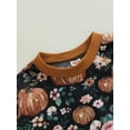 thumbnail image 5 of Cenuakty Infant Baby Thanksgiving Jumpsuit Flower  Pumpkin Print Round Neck Long Sleeve Sweatshirt Romper, 5 of 8