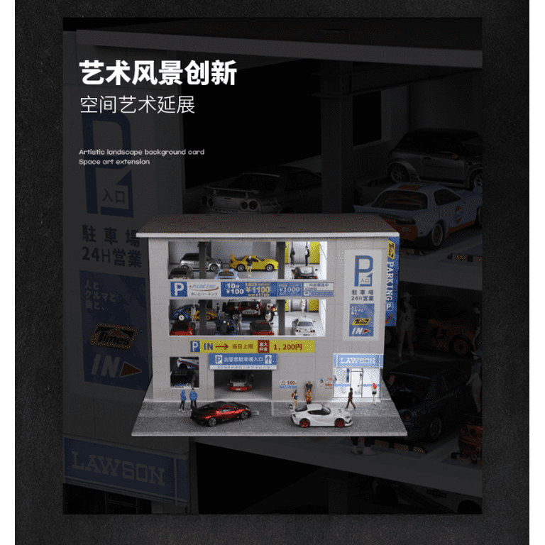 Diorama 1:64 Car Garage Model With LED Lighting, Japanese