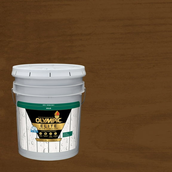 Olympic Elite 5 Gallons SC-1010 Butternut Solid Advanced Exterior Stain and Sealer in One