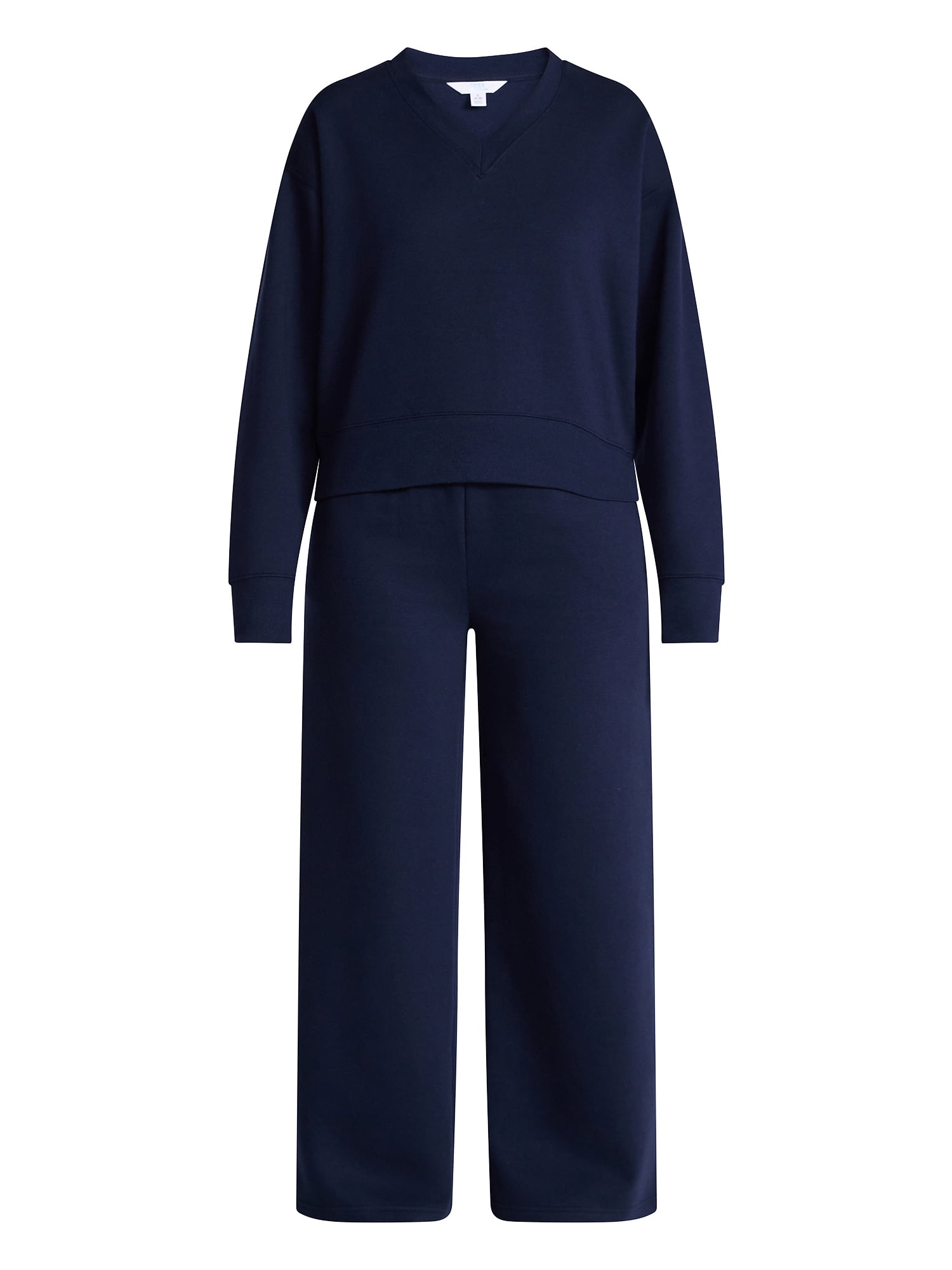 Time and Tru Women's and Women's Plus V-Neck Sweatshirt and Pants Set, 2-Piece, Sizes XS-4X