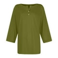 thumbnail image 4 of Womens Fashion Tees Tops Button Down Short Sleeve Round Neck Solid Color Soft Basic Slim Undershirts, 4 of 5